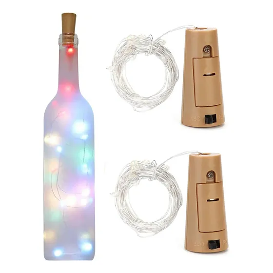 2 Tira Led Estilo Corcho Para Botellas 2 Metros Portatil Incluye Baterias Rgb Para Fiestas Bodas Xv Años Hogar
