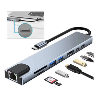 Tipo C Hub 8 En 1 Adaptador Usb C A Hdmi Con Ethernet Tipo C Hub 8 En 1 Adaptador Usb C A Hdmi Con Ethernet