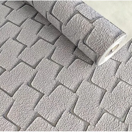 Papel De Parede Toque Macio Super Relevo Cinza Luxo