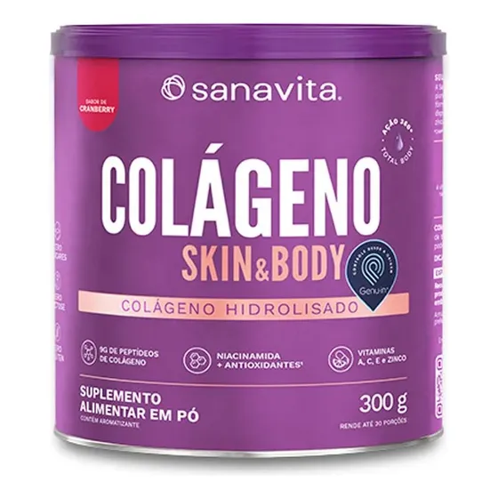 Colágeno Skin Sanavita Com Vitamin C - 300g - Todos Sabores