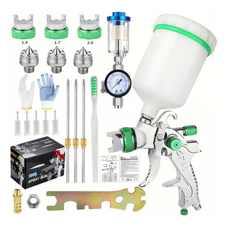 Pistola Para Pintar Gravedad Hvlp Kit 600ml Con 3 Boquillas Pistola Para Pintar Gravedad Hvlp Kit 600ml Con 3 Boquillas