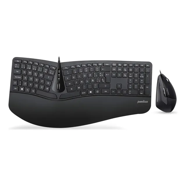 Mouse/teclado Ergonomico Dividido Por Cable | Negro / Per...