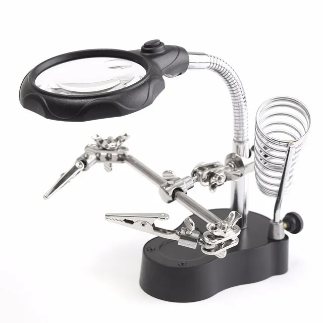 Lupa Con Luz Led Pinza Base Para Cautin Reparar Electrónicos