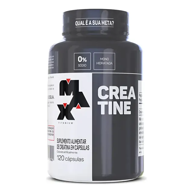 Creatina Max Titanium monohidratada micronizada pura em cápsula Sem sabor de 120 un
