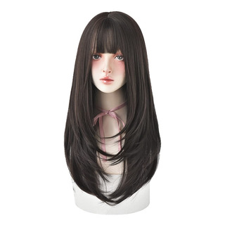 Peluca Recta 63.5 Cm Con Flequillo Urcgtsa Negra Peluca Recta 63.5 Cm Con Flequillo Urcgtsa Negra