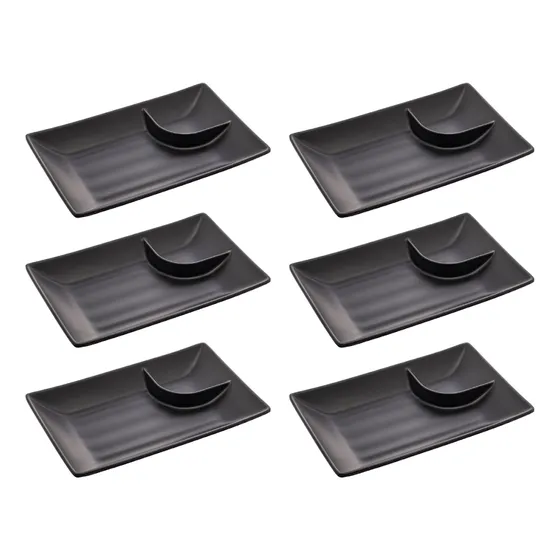 Kit Pratos Travessa Melamina Sushi Comida Japonesa Molheira