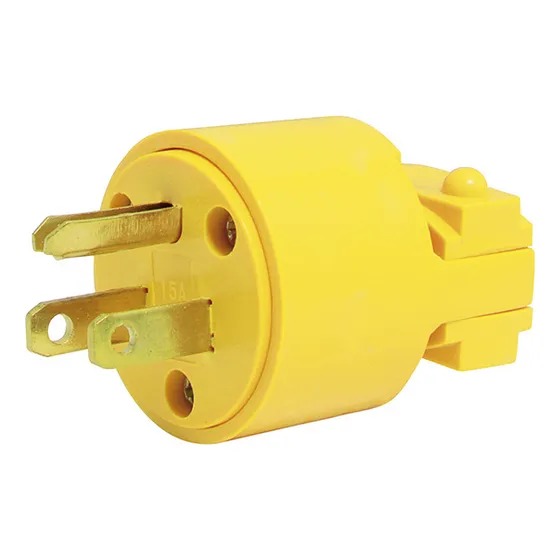 Clavija Blindada Plástica Aterrizada, Color Amarillo Surtek