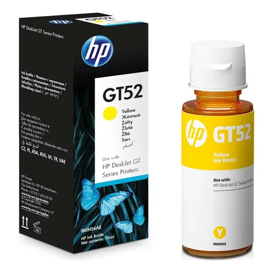 Botella De Tinta Hp Gt52 Amarillo Rinde 8000 Páginas 70ml