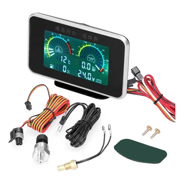 4-em-1 Car Lcd Meter Tensão De Pressão De Óleo Digital Água