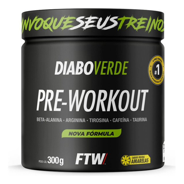 Suplemento Em Pó Pre Treino Pre Workout Pote 300g Sabor Frutas Amarelas Ftw - Diabo Verde Suplemento Em Pó Pre Treino Pre Workout Pote 300g Sabor Frutas Amarelas Ftw - Diabo Verde