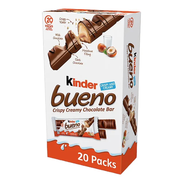Kinder Bueno Chocolate Con Avellana, Caja Con 20 Packs