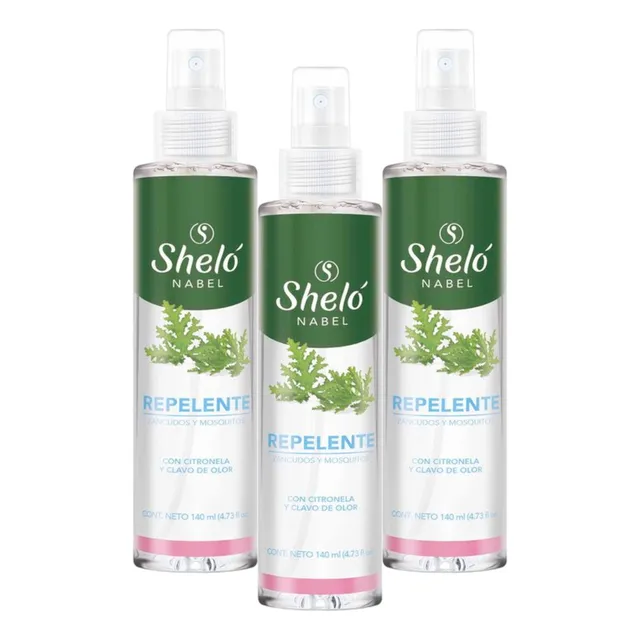 Repelente Zancudos Y Mosquitos Spray Shelo Nabel® 140ml. 3pz