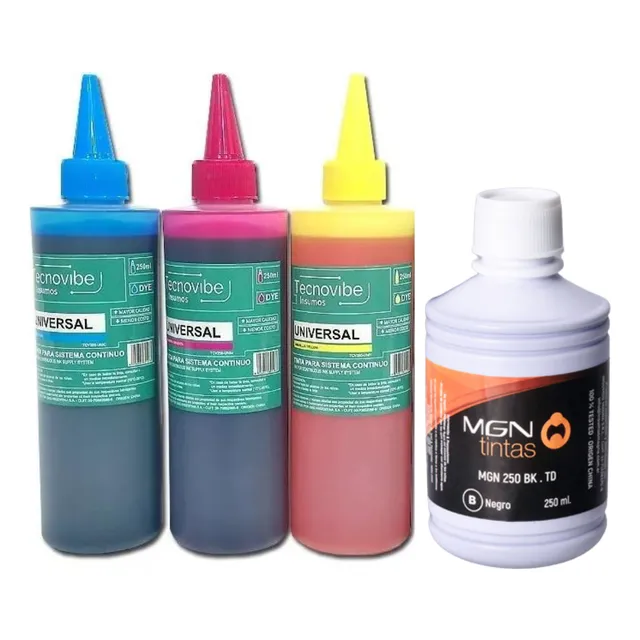 Set Tinta Para Sistema Continuo 250ml Universal X 4 Colores