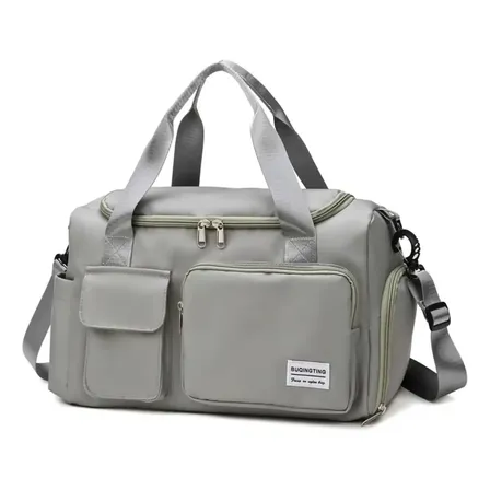 Bolsa Mala Feminina E Masculina Para Viagem Academia Tenis Cor Cinza Lisa