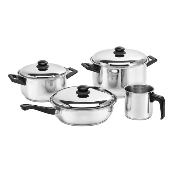 Juego Ollas Batería Cacerola Acero Inox Apto Inducción 4 Pzs