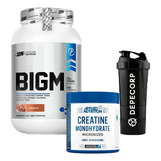 Pack Bigm 2kg + Creatina Applied Nutrition 250gr + Shaker