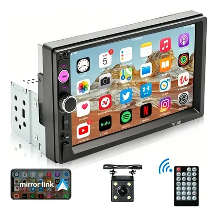 Central Multimídia 7 Táctil Universal 1din Bt Espelha Camera Preto