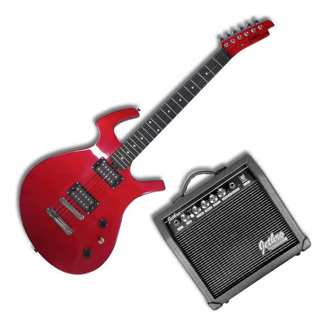 Paquete Guitarra Electrica Jethro Series By Steelpro 036 Color Rojo