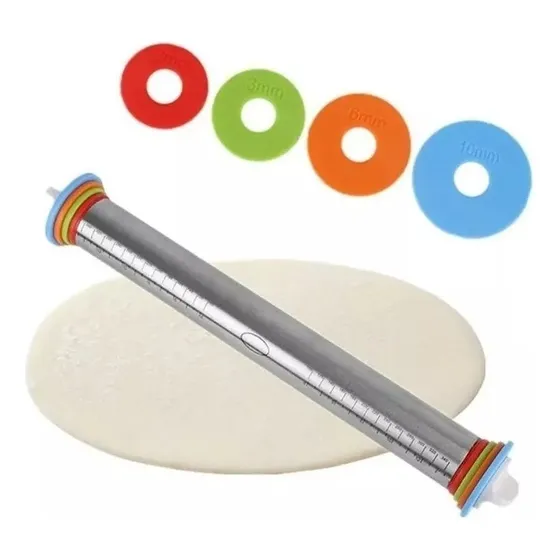 Uslero Acero Inoxidable Ajustable Fondant 45cm Rodillo Reposteria Pastelería CL Redondo