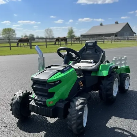 Trator Elétrico Infantil 12v Caçamba Controle Remoto Musica Verde