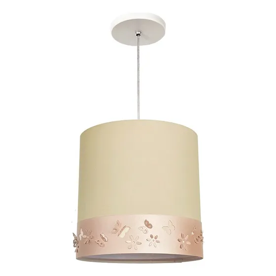 Lustre Quarto Bebê Menina Flores E Borboletinhas Faixa Rose 