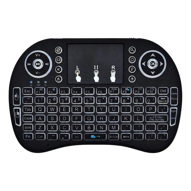 Mini Teclado Inalámbrico Touchpad Smart Tv Pc Tv Box + Luz Color Del Teclado Negro Idioma Español Latinoamérica