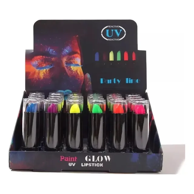 Lápiz Fluor Glow Pinta Labios Neón Fluo Luz Negra X12 Labial