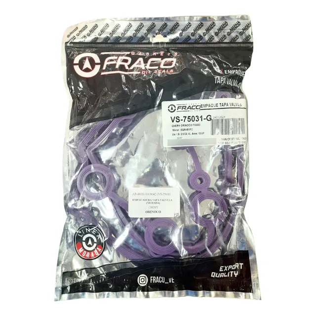 Empacadura Tapa Valvula Chery Orinoco/tiggo Morada Fraco
