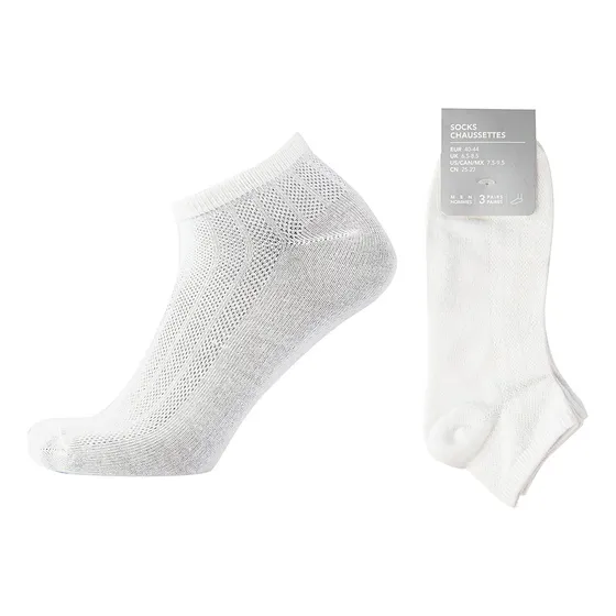 Calcetines Cortos Transpirables Para Hombre 3 Pares Blanco