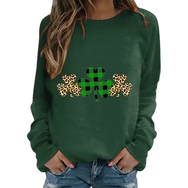 Sudadera Manga Larga Para Mujer Estampado Trebol Dia San