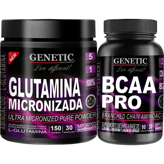 Desarrollo Muscular Amino Bcaa Glutamina Micronizada Genetic