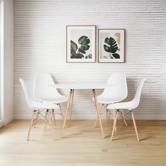 Conjunto Mesa 90cm + 4 Cadeiras Eiffel - Ideal Para Seu Lar