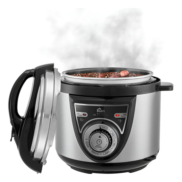 Panela De Pressão Elétrica Kian 4l Inox Acessórios Cor Preto Frequência 50 Hz X 60 Hz 220v