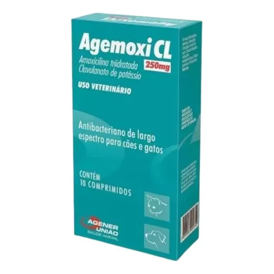 Antimicrobiano Agemoxi Cl 250mg Cães/gatos 10 Comprimidos