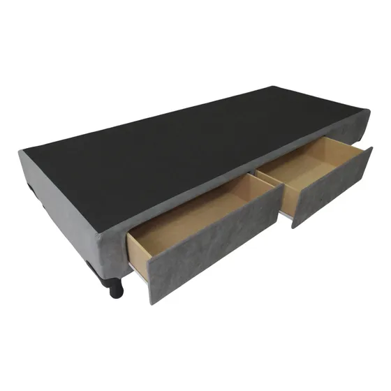 Base Sommier 2 Plazas Con Cajones 140x190 Tela Panna