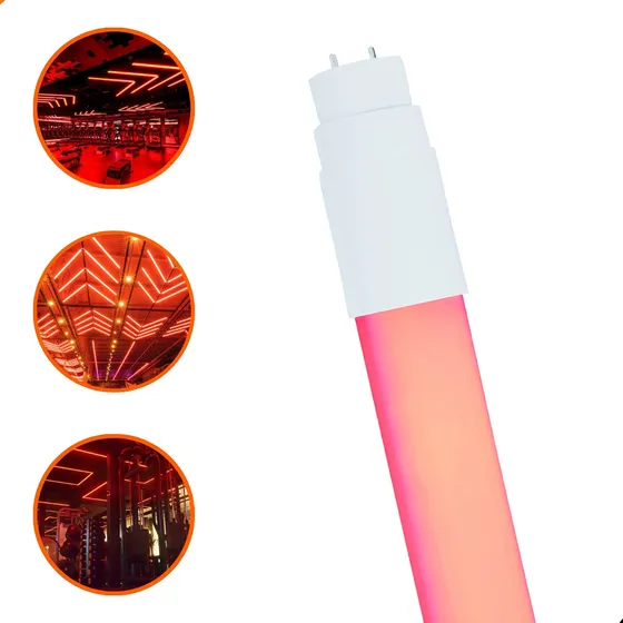10 Lâmpadas Led Tubular 120cm Colorida 20w Vermelho 127/220v