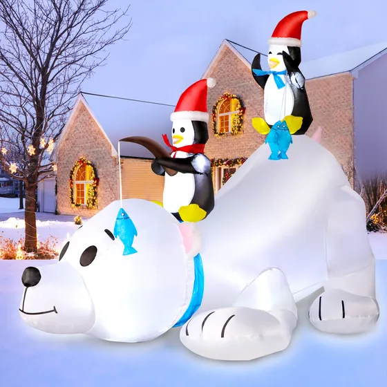 Pingüino Oso Polar Decoración Inflables Navideños 1.8m Led