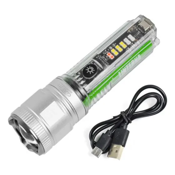 Linterna Led Recargable Gran Alcance Zoom Linterna Gris Luz Blanco