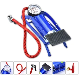 Bomba Ar Pedal Alta PressĂŁo Encher Pneu Bicicleta Moto Carro Jack Acessorios Cor Azul Bomba Ar Pedal Alta PressĂŁo Encher Pneu Bicicleta Moto Carro Jack Acessorios Cor Azul
