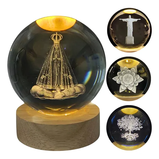 Luminária Bola De Cristal Abajur Mesa Quarto Decorativa Base