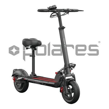 Polares T10pro Patinete Elétrico Com Banco 800 Watts Polares Scooter Até 30km De Autonomia Velocidade Máxima Até 45km/h Preto Slin