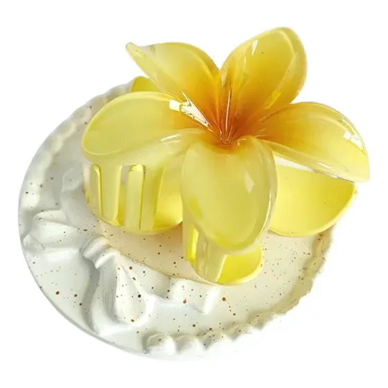 Vincha Clip Flor Hawaiana Para El Cabello Pelo Naranja Claro