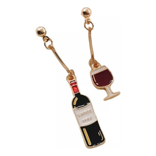 Aretes Botella Vino Copa Elegante Pendientes Largos Aretes Botella Vino Copa Elegante Pendientes Largos