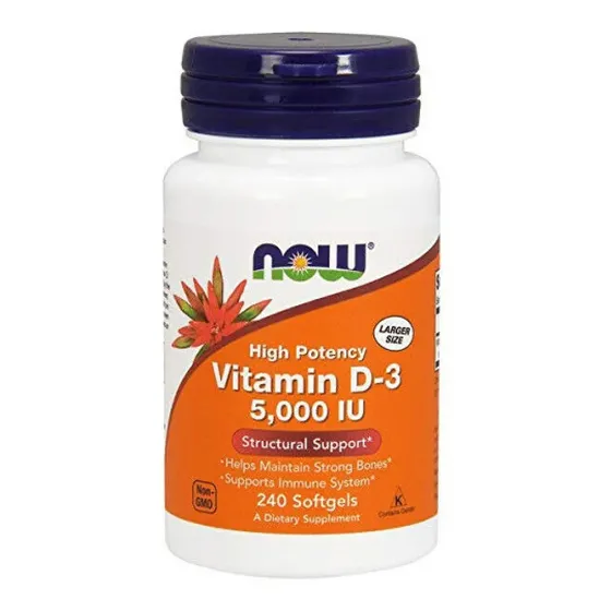 Now Bone & Immune Health Foods Vitamina D3 5000 Alta Potencia 240 Caps Blandas Sin Sabor | Cuotas sin interés