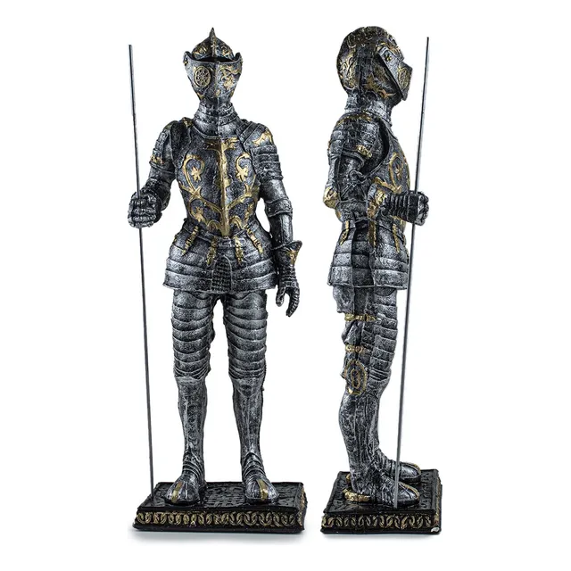Escultura Cavaleiro Medieval Lanceiro De Resina Grande 40cm