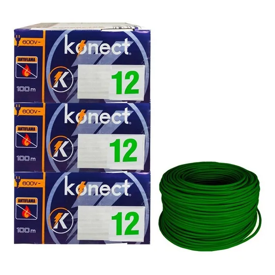 Cable Electrico Cca Unipolar Konect 12x100 M. Verde 3 Piezas