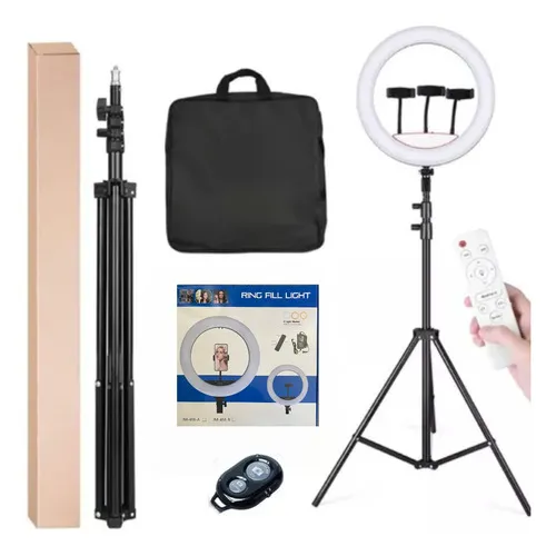 Ring Light Profissional 46cm 18p Com Tripé 2 M 3 Intensidade Cor da estrutura Preto Cor da luz Bicolor