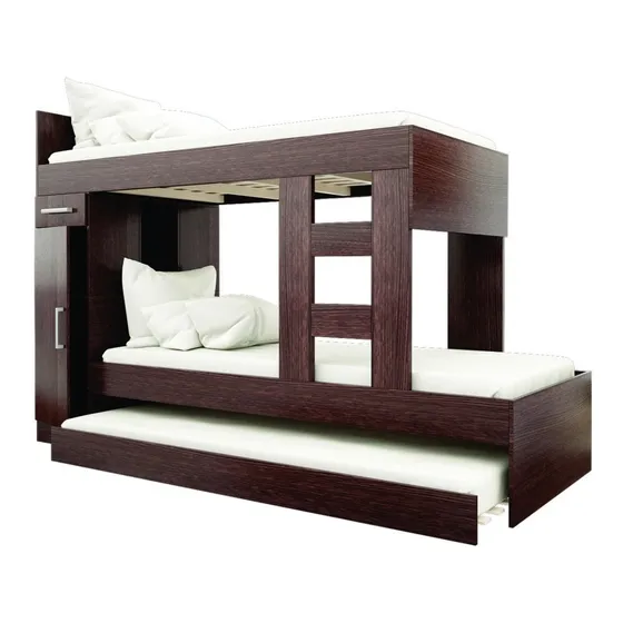 Cama cucheta/nido doble Muebles Orlandi Triple 1 plaza color wengue fabricada en mdf