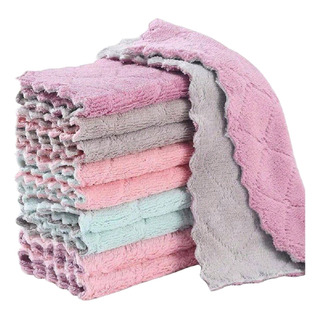 10 Trapos Secadores Cocina Felpa Sin Pelusa Super Absorbente 10 Trapos Secadores Cocina Felpa Sin Pelusa Super Absorbente