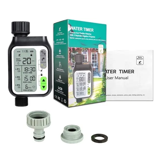 Teswelltech HCT-355 Programador Riego Canilla Digital Automatico Controlador Color Negro
